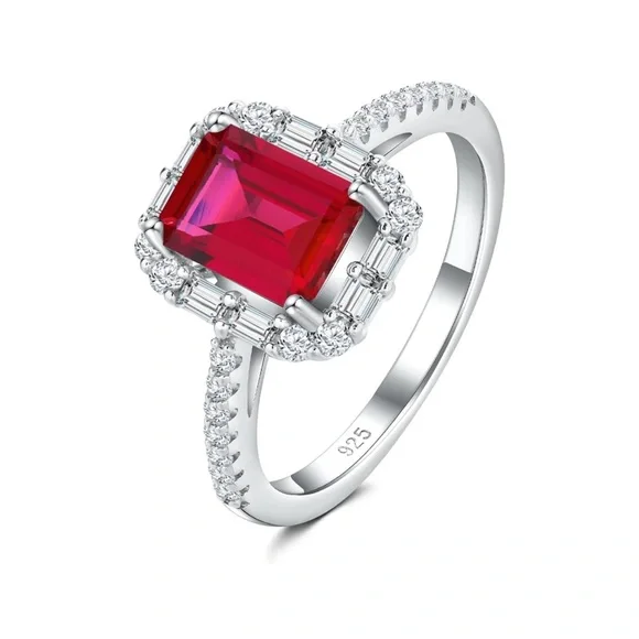 ✨ Vintage Glam RingEmerald Cut Halo DiamondsWhite Gold & Sterling Silver ✨